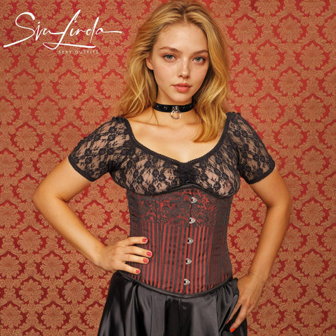 SiaLinda: Unterbrust Korsett Viona, rot schwarz, Premiumkollektion, sexy - SiaLinda.com